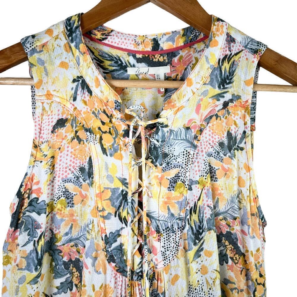 Anthropologie Floreat Anafa Tiered Tank Top Orange Floral Print, Size 0 - Picture 3 of 11